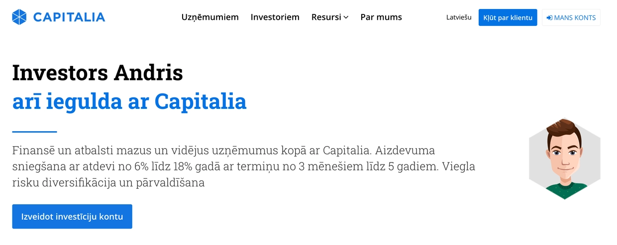 Investors Andris Capitalia platformā nopelna 10% gadā
